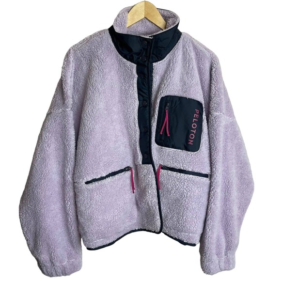 Peloton Jackets & Blazers - Peloton Womens Purple Jacket Sherpa Hooded Mock Neck Pockets Long Sleeves XL NWT